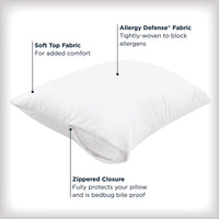 Set of 4 Standard/Queen AllerEase Pillow Protectors - Moisture Wicking, Advanced Allergy Protection - Premium Polyester, Zippered Protectors 4.0