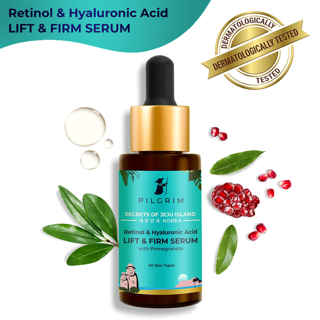 Pilgrim Day Hydration Routine for Skin Tightening & Brightening | Volcanic Lava Face Cleanser 100ml, Retinol & Hyaluronic Acid 1% Face Serum 30ml | All Skin Types | For Men & Women