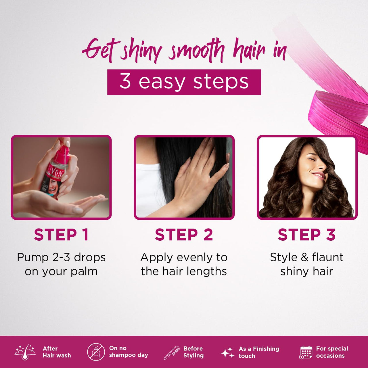 Livon Hair Serum, For Dry & Frizzy Hair | Provides shine, smoothness & damage protection| Leave in serum for women & Men| With Vitamin E & Argan Oil | 100ml Pack of 2