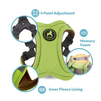 Gooby Escape Free Memory Foam Harness - Green, Large - No Pull Step-in Small Dog Harness with Four Point Adjustment - Perfect on The Go Dog Harness for Medium Dogs No Pull and Small Dogs Large Chest (16.5~24.25