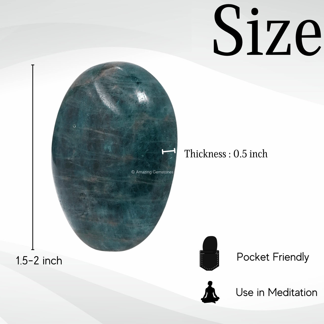 Green Apatite Palm Stone - Pocket Massage Worry Stone for Natural Body Chakra Balancing, Reiki Healing and Crystal Grid Green Apatite