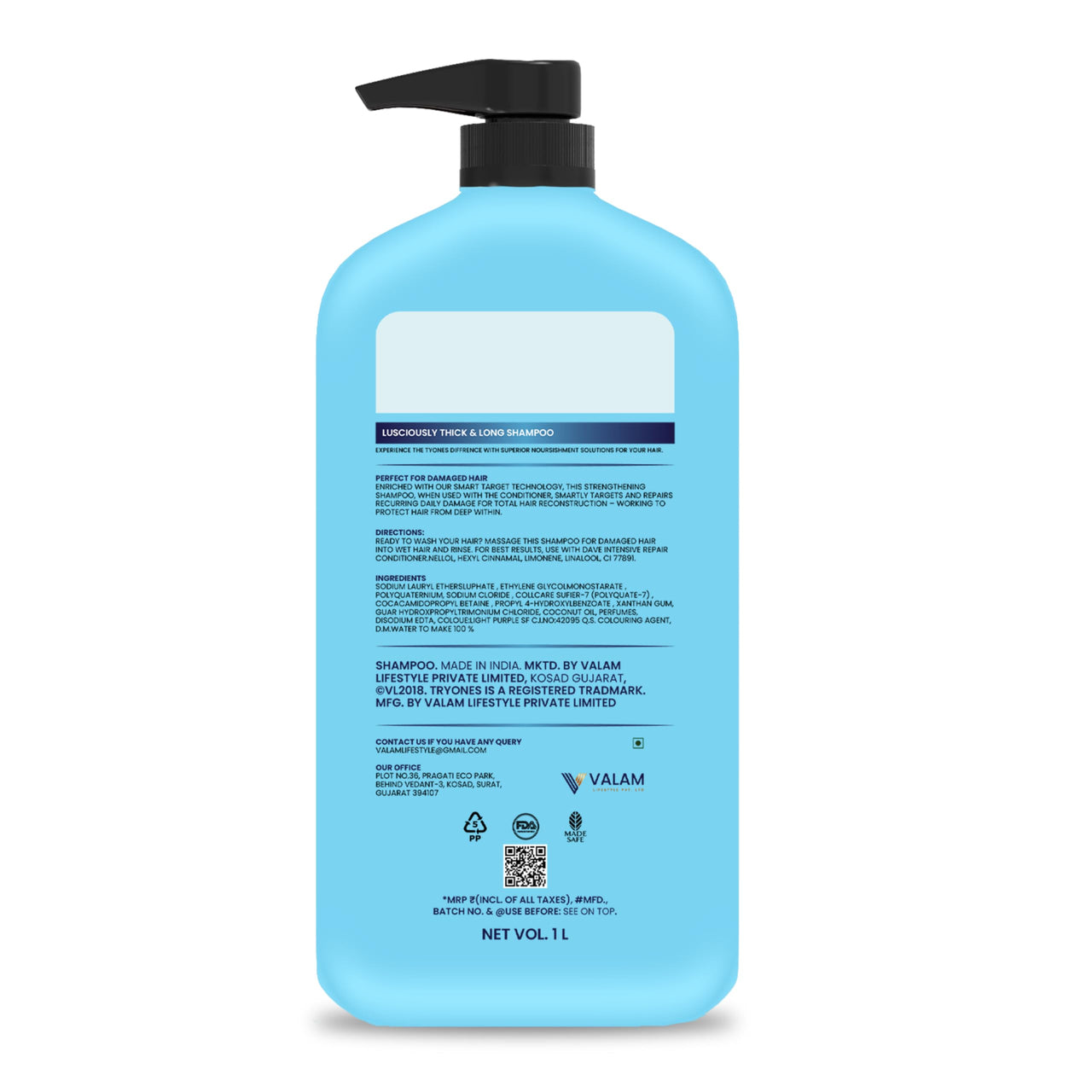 TryOnes Lusciously Thick And Long Shampoo Anti Hairfall Shampoo with Hair Fall Control and Helps Grow Long Hairs, Shampoo for women & men 1000 ml
