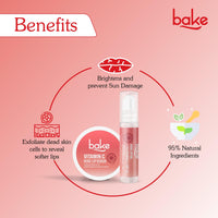 BAKE Vitamin C Rose Tinted Lip Kit | Lip Lightening Scrub for Dark Lips Exfoliation | For Hyperpigmented Lips, Dehydrated Lips, Flaky Lips & Chapped Lips | For Men & Women | 25g (Rose Lip Kit)
