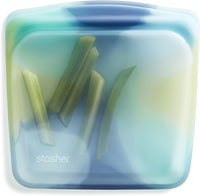 Stasher Reusable Silicone Storage Bag, Food Storage Container, Microwave and Dishwasher Safe, Leak-free, Sandwich, Rainbow Tie Dye Blue