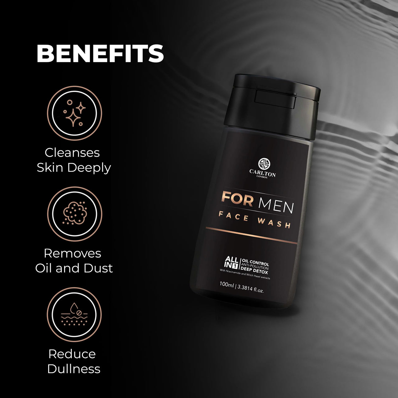 Carlton London Men Face Wash I Cleanses skin deeply Remove Oil and Dust Reduce dullness Paraben Sulphate & Cruelty free I Best for husband and boys 1x100ML