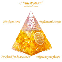 Orgone Pyramid | Citrine Orgonite Pyramid for Wisdom, Wealth & Success | Healing Crystal Gemstone Pyramid | Orgone Pyramid Crystal - Handmade In India
