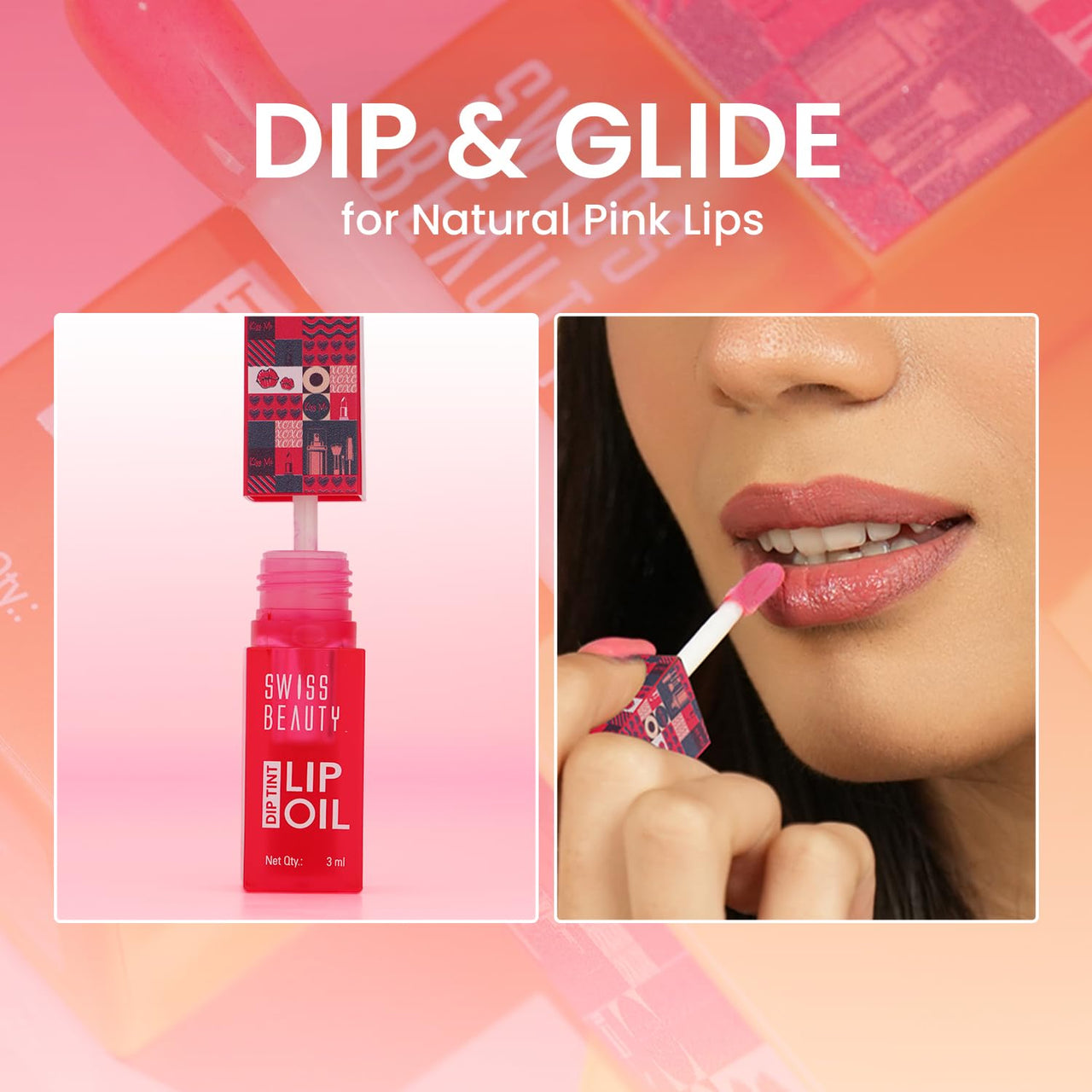 Swiss Beauty Dip Tint Colour Changing PH Lip Oil | With Vitamin E for Long-Lasting Nourishment and Hydration| Soft and Natural Pink Lips | Shade- Strawberry, 3ml