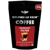 Colombian Brew Hazelnut Filter Coffee Powder, Arabica Roast & Ground, 250g (Make Espresso, French Press, Cold Brew, Hot Brew)