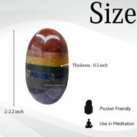 Seven Chakra Bonded Large Palm Stone - Pocket Massage Worry Stone for Natural Body Chakra Balancing, Reiki Healing and Crystal Grid 7 Chakra (Bonded)