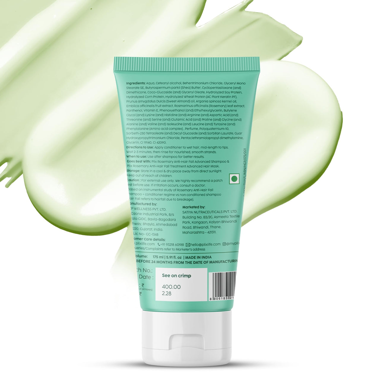 PLIX - THE PLANT FIX Rosemary Advanced Anti Hair Fall Conditioner With Rosemary For Reducing Hair Loss, Breakage| | All Hair Types | Men & Women | Sulphate & Parabeen Free| 175 Ml, 1 Count