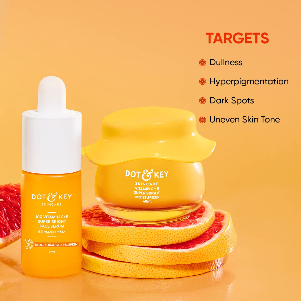 Dot & Key Vitamin C + E Superbright Skin Care Serum & Moisturizer Combo | Vitamin C Moisturizer 60ml & Vitamin C Face Serum 30ml | For Glowing Skin | For Women & Men