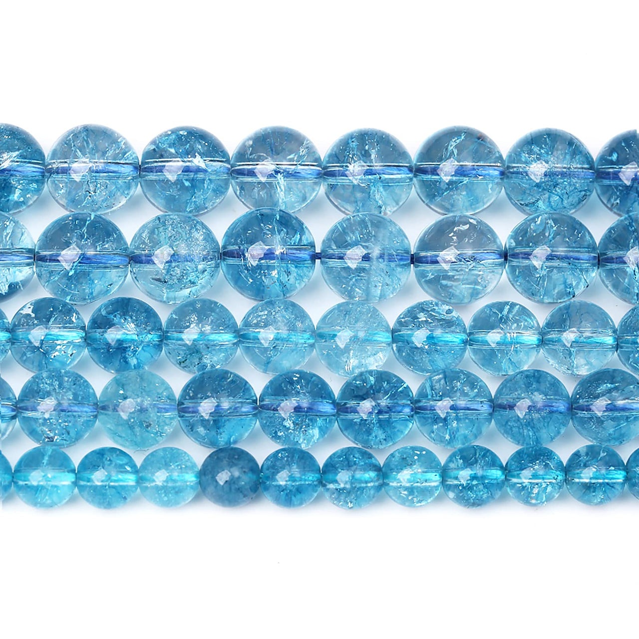 10mm 38pcs Blue Topaz Crystal Quartz Natural Stone Beads Energy Stone Healing Power Loose Beads for Jewelry Making DIY Bracelet Necklace Earrings Blue Crystal 10mm