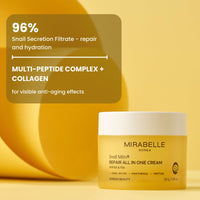 Mirabelle Korea Snail Repair All-In One Moisturizing Cream With Peptides | For Skin Repair, Anti-Aging & Fades Dark Spots | Lightweight, Non-Greasy | Korean Skin Care Products | For All Skin Types 50g