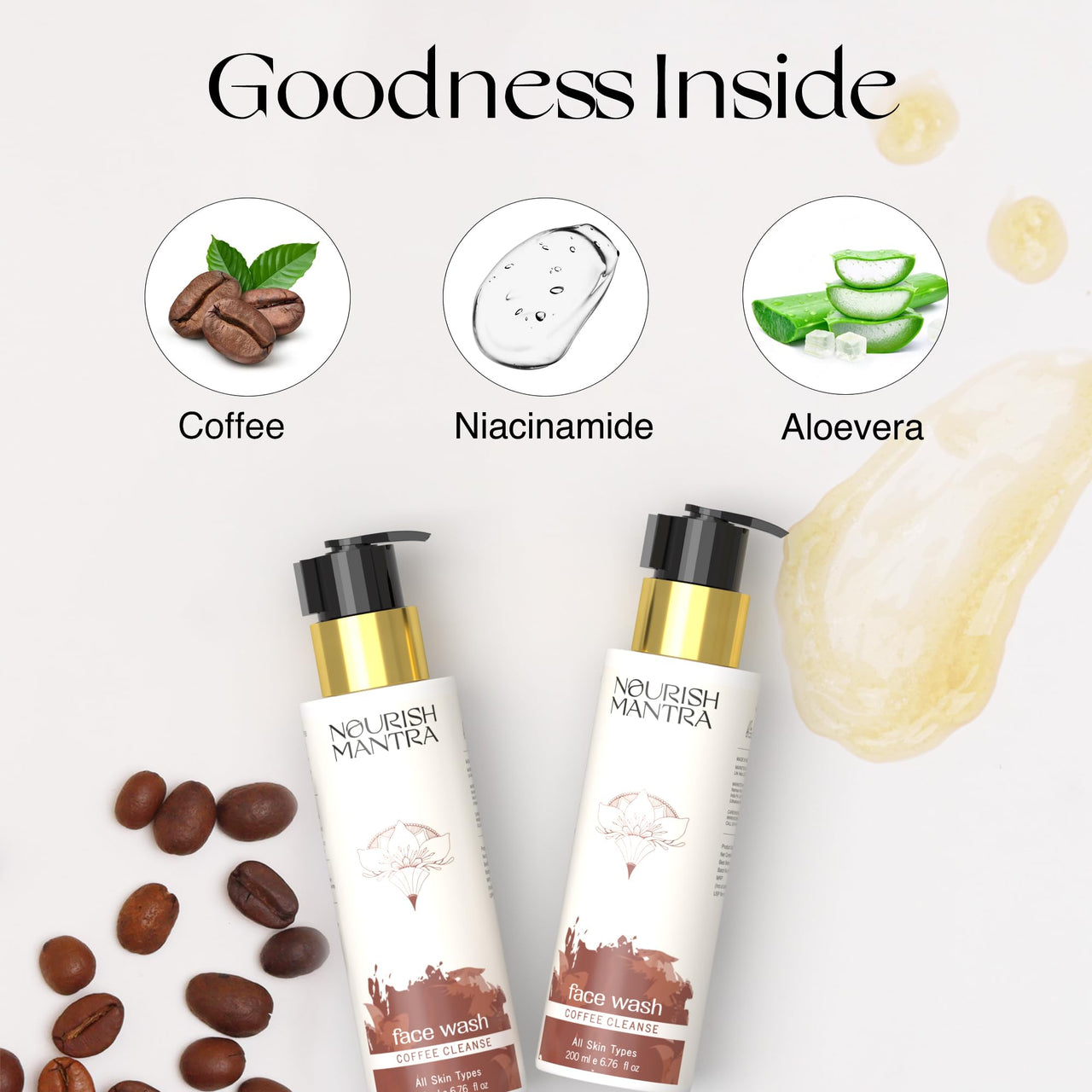 Nourish Mantra Coffee Cleanse Face Wash | Excess Oil Control, Pore Cleansing & Removes Tan | Enriched With Coffee, Niacinamide, & Aloe Vera | Suits All Skin Types | For Men & Women | 200 ml