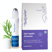 Be Bodywise Hair Growth Pack, 30 Day Pack, Biotin Hair Gummies (30 Gummies) & Rosemary Hair Growth Serum (Roll-On) 30Ml, For Hair Fall & Hair Thinning - Grams
