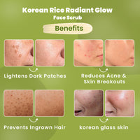 WildOak Korean Rice Face Scrub | Glass Skin & De-Tan | Boosts Collagen Naturally | Gentle Exfoliation for Glowing,Youthful Skin | Anti-Aging & Tan Removal | Hydrates & Repairs Skin Barrier | 100g