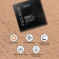 RENEE Face Base Compact Powder Walnut Beige 9gm| Enriched with Hyaluronic Acid & Vitamin E| Long-lasting, Easy Blend, Matte Finish