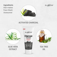ELIBLISS Charcoal Face Wash, Fights Pollution and Acne, Oil Control for Men & Women Pack of 2