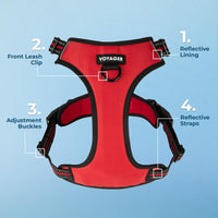 Voyager Dog Harness Dual Leash Attachment No-Pull Control Adjustable Soft but Strong Pet Harness for Medium and Large Dogs with 3M Reflective Technology - Red Lattice, S (Chest: 16 - 20