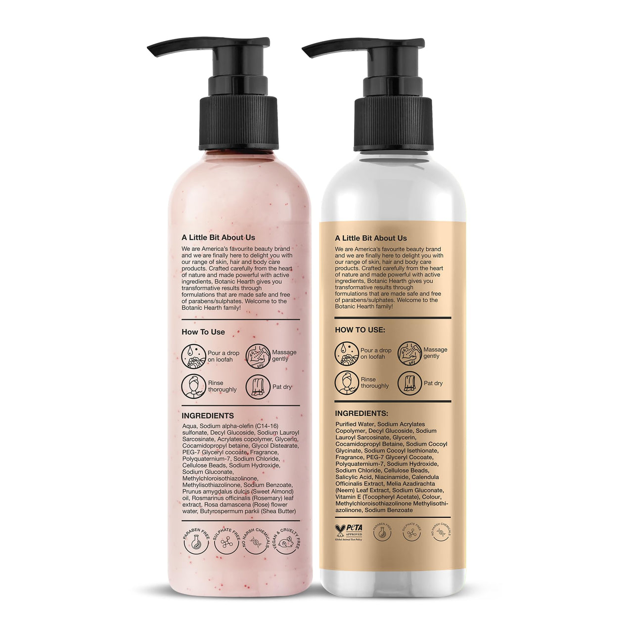 Botanic Hearth Oat Niacinamide and British Rose Almond Body Wash 245 ml each