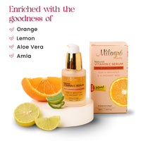 Milagro Beauty 30 ML (Pack of 1) Vitamin C Serum for Face Brightening, Hyper-pigmentation & Wrinkles Skin Clearing Serum with Natural Fruity Goodness of Lemon, Orange, Grape Seeds
