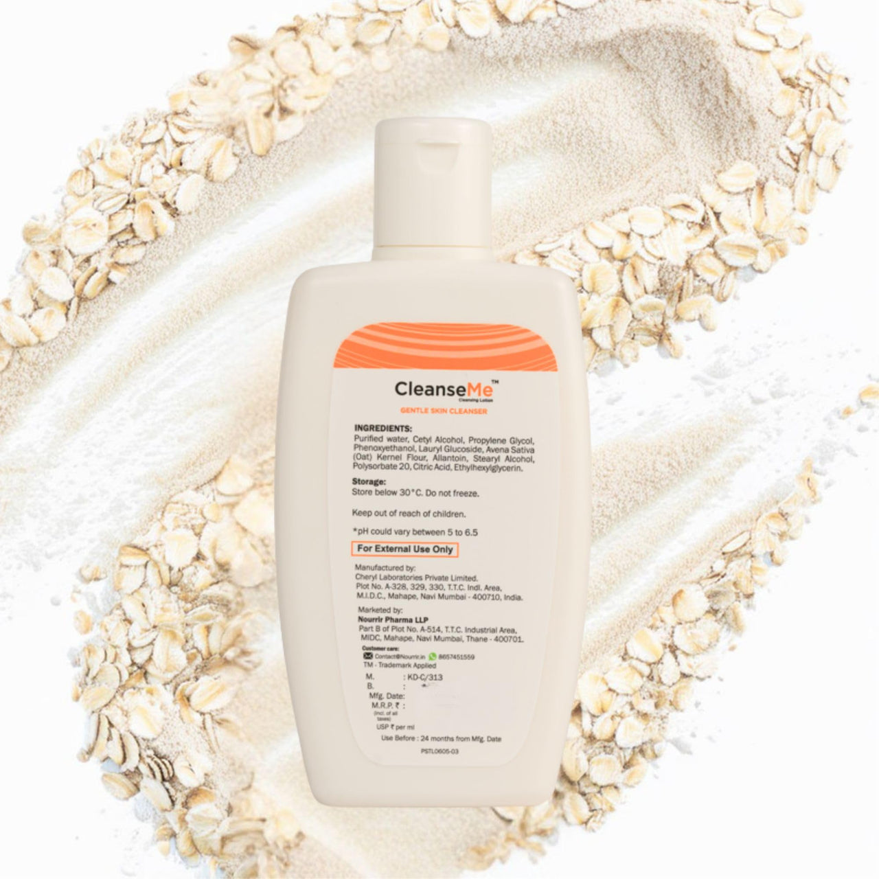 NOURRIR CleanseMe Gentle Skin Cleanser Face Wash | 125 ML |All Skin Types | Enriched with Allantoin & Colloidal Oatmeal | Use with or Without Water | Soap Free