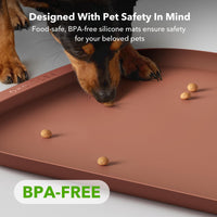 Dog Food Mat, Safety Silicone Cat Food Mat for Feeder & Fountain, Waterproof Dog Bowl Mats, Raised Edge Spill Protection Floor, Cove Feeding Mat for Pet (Coral, 22'' x 16.5'') 22'' x 16.5'' Coral