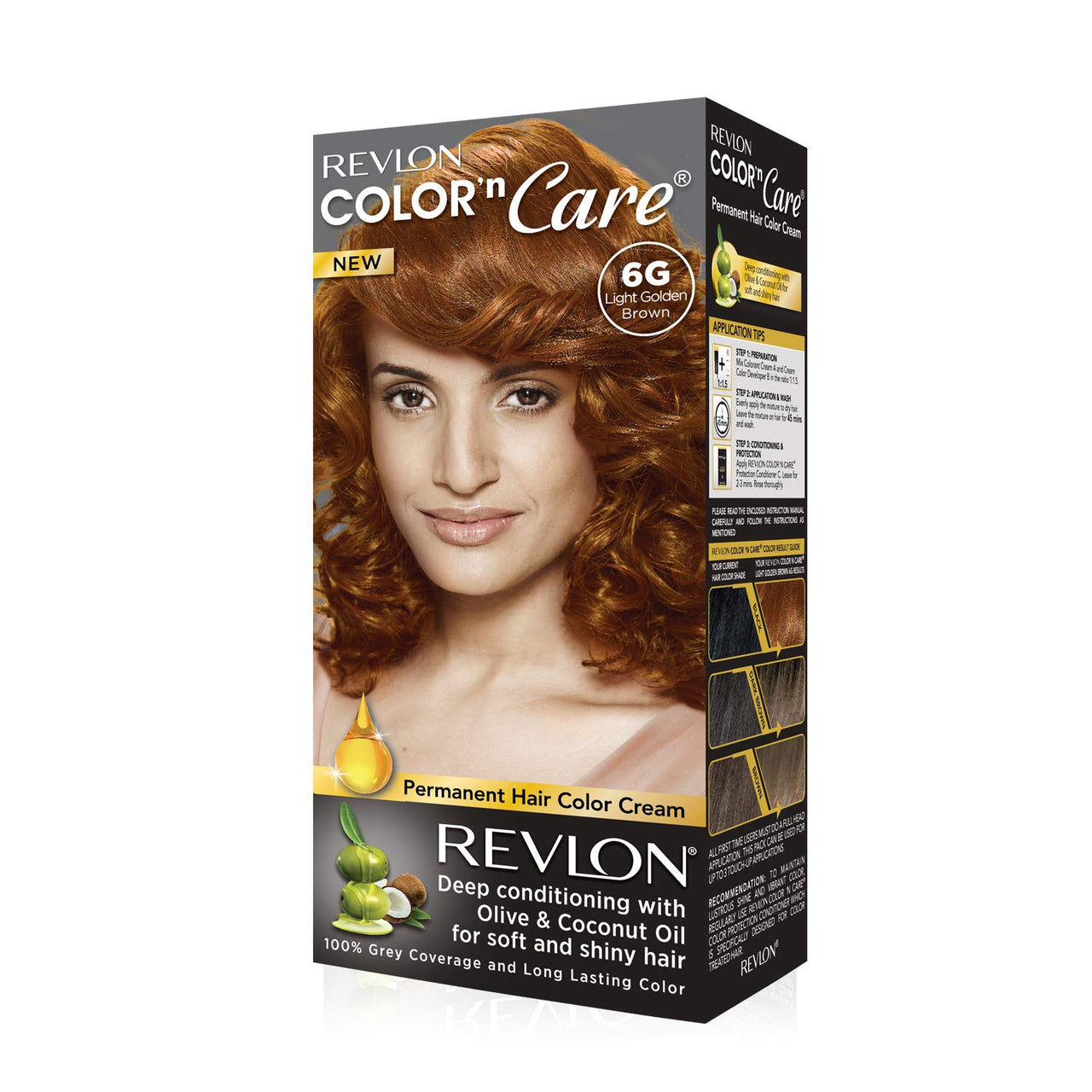 Revlon Color N Care Permanent Hair Color Cream, Light Golden Brown 6G, 40g + Revlon Revlon Outrageous Color Protection Hair Shampoo - 190 Ml, 190 ml