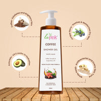 La Pink Coffee Shower Gel 250ml | Removes Tan & Give Deep Cleansing | For Soft, Radiant & Glowing Skin | 100% Microplastic Free Body Wash with Goodness of Coffee, Avocado & Juniper Berry Oil