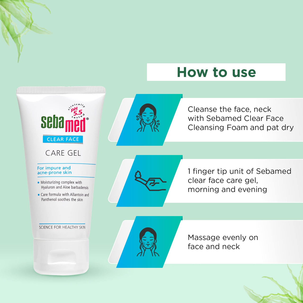 Sebamed Clear Face Care Gel | pH 5.5 |Non-sticky Moisturizer with Hyaluronic acid, Aloe Vera | Dermatologically & clinically tested | 50ml, Pack of 3