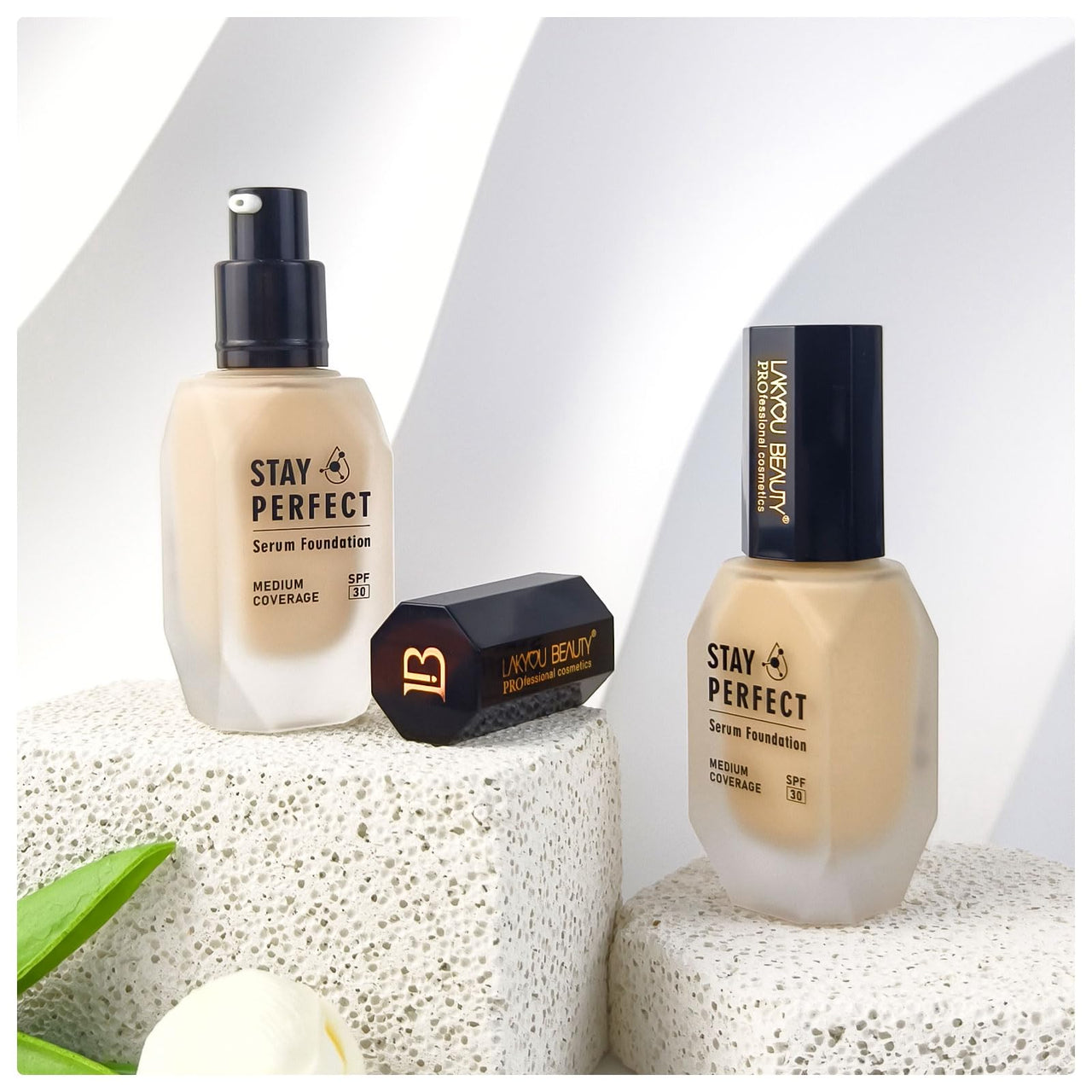 Lakyou Beauty Stay Perfect Serum Foundation | Waterproof | Long Lasting | Light Weight | SPF 30 | Shade-02(Soft Ivory) | Pack Of 2