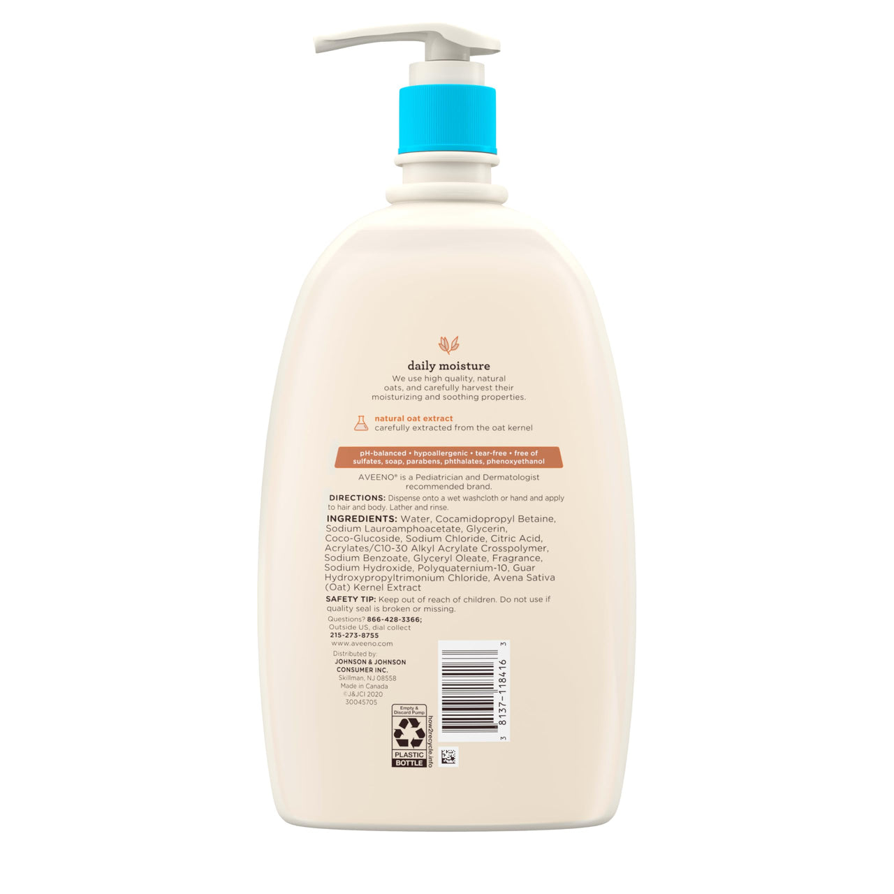 Aveeno Baby Gentle Wash and Shampoo with Natural Oat Extract, Tear and Lightly Scented, 33 fl. Oz (976ml)