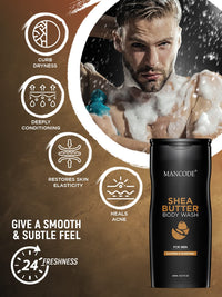 Mancode Sheabutter Body Wash For Men 450ml | For Body, Face with Shea butter and Natural Oils Extract | Oil Control | Odor Protection | 450 Ml Shower Gel For Men (Pack Of 1)