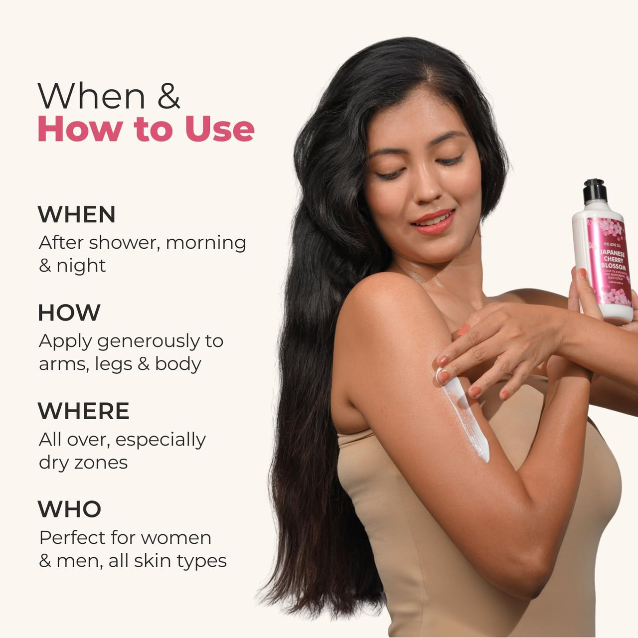 THE LOVE CO. Japanese Cherry Blossom Body Lotion - Nourishing Moisturizer Cream for Dry Skin - Suitable for Men and Women with Jojoba Oil, Shea Butter & Vitamin E - 250ml