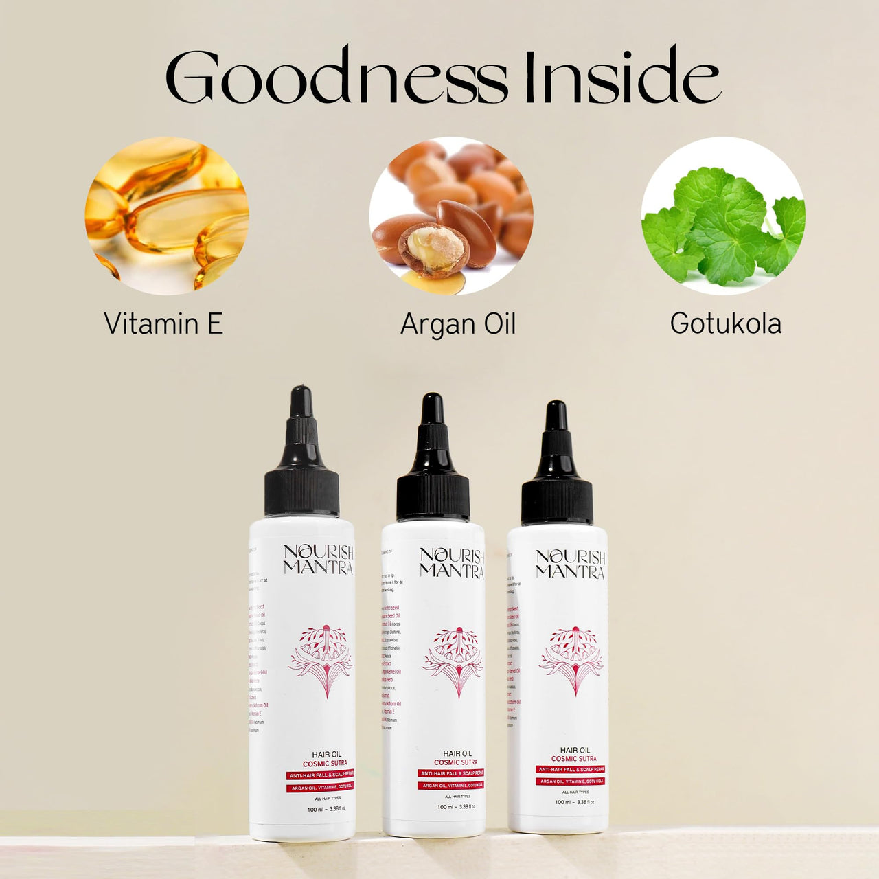 Nourish Mantra Cosmic Sutra Hair Oil for Hair Growth & Hair Fall Control – 73% Olive Oil Ayurvedic Herbal Blend with Bhringraj, Amla, Moringa, Coconut & Argan – 100ml