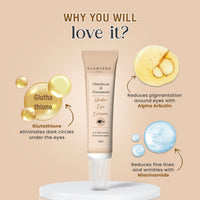 Glamveda Glutathione & Niacinamide Under Eye Cream for Dark Circles | Reduces Pigmentation, Puffiness, Wrinkles & Fine Lines | Winter Eye Care Cream for Hydration | For Women & Men 15gm