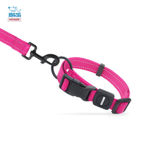 Voyager Reflective Dog Leash Collar Set with Neoprene Handle Supports Small, Medium, and Large Breed Puppies, Cute and Heavy Duty for Walking, Running, and Training - Fuchsia, M