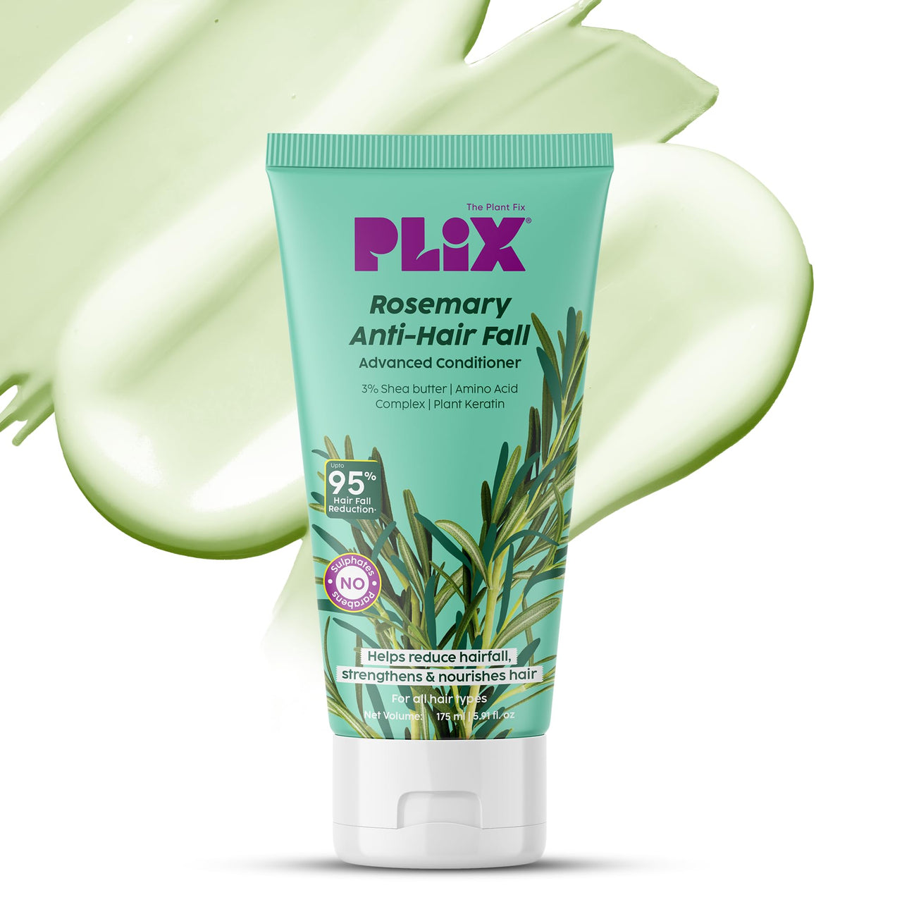 PLIX - THE PLANT FIX Rosemary Advanced Anti Hair Fall Conditioner With Rosemary For Reducing Hair Loss, Breakage| | All Hair Types | Men & Women | Sulphate & Parabeen Free| 175 Ml, 1 Count