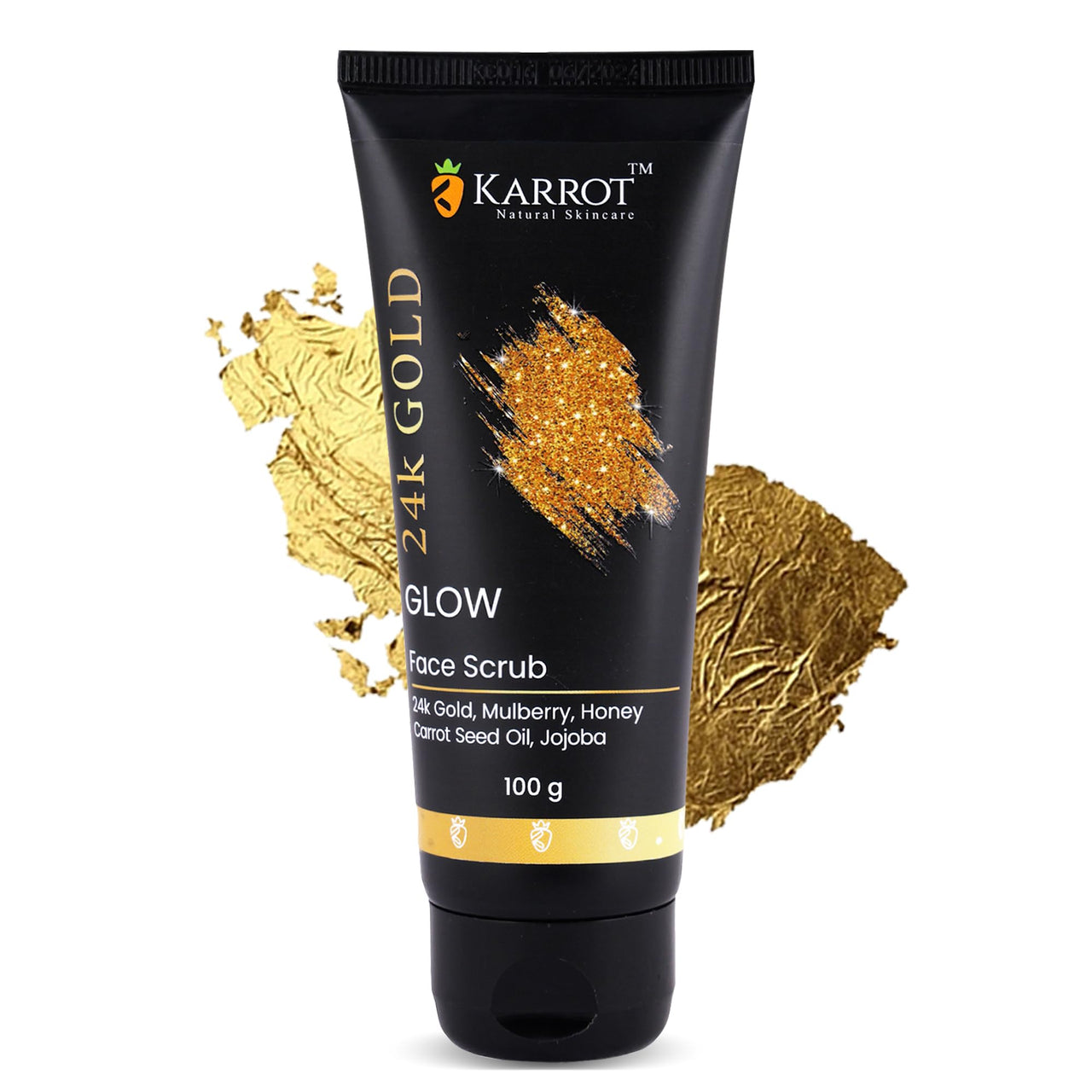 Karrot Natural Skincare Scrub for Face 24K Gold, Cream for Pore Tightening, Boosts Glow and Radiance, Smoothens Texture, Contains Mulberry, Honey, Jojoba Oil, For Men and Women, All Skin Types, 100gms