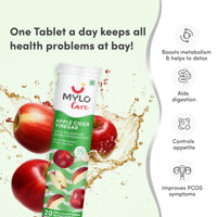 Mylo Apple Cider Vinegar Tablets for Weight Loss | Effervescent ACV Tablets | With Vitamin B6 and B12 | 100% Natural (Pack of 1)