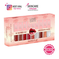 Love Earth Liquid Lip Gloss Pack Of 9 For Soft & Dewy Lips Enriched with Vitamin E & Almond Oil Lip Color For Glossy Look |Lightweight Non Sticky Lip shiner For Moisturizing Lips (Multicolor)2ml Each
