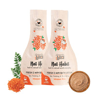 Nat Habit Fresh Masoor Rub Bath Ubtan, 2 Minute Body Scrub For Skin Softening & Radiance, Acne Control, Hydration, Wrinkle Protection, Ayurvedic Inspired, 80 g Each (Pack of 2)