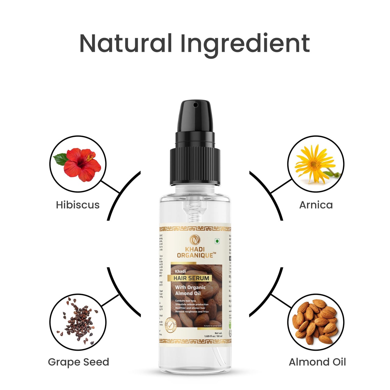 Khadi Organique Hair Care Serum 50ML With Tea Tree Shampoo 200ML For Reduce Hair Fall