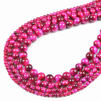 Bymitel 210pcs Natural Crystal Beads Stone Gemstone Round Energy Healing Loose Beads with Stretch Cord for Jewelry Making Bracelets Anklets (Light Fuchsia Tiger's  Eye, 6mm 210pcs) Light Fuchsia Tiger's  Eye