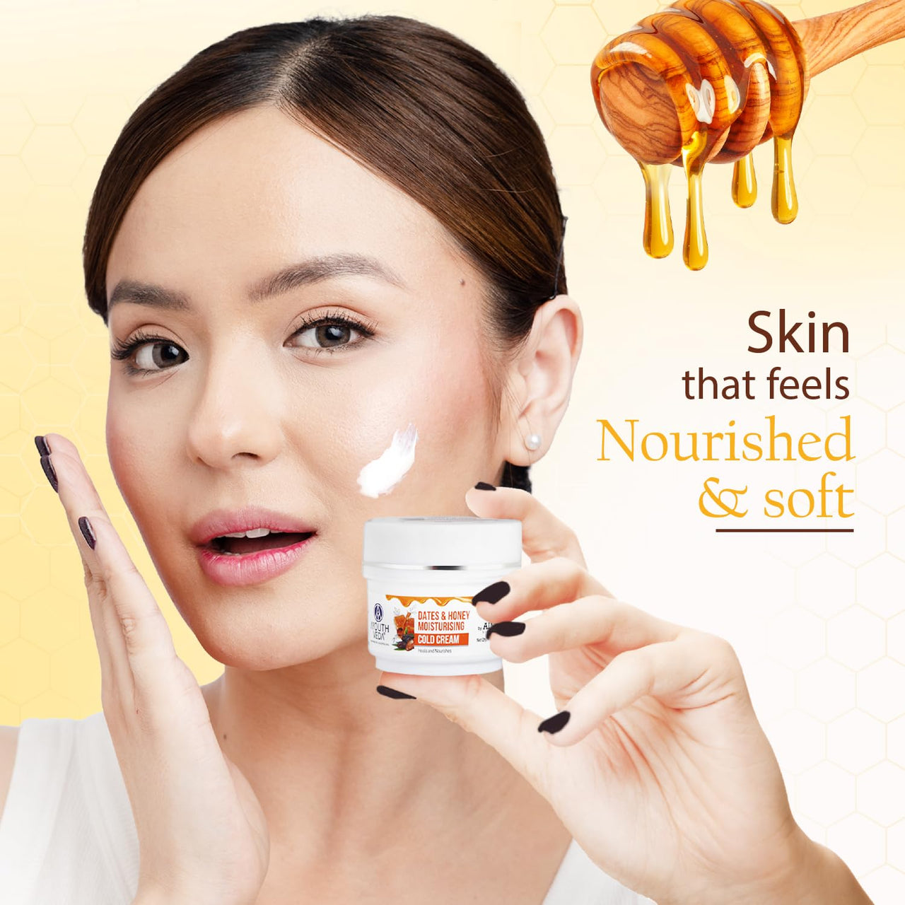 Ayouthveda Dates & Honey Moisturising Cold Cream| Deep Nourishing & Skin Hydrating Moisturizer | Removes Skin Dryness With Fast Observing & Non-Greasy Solution (Pack of 3-50g each)