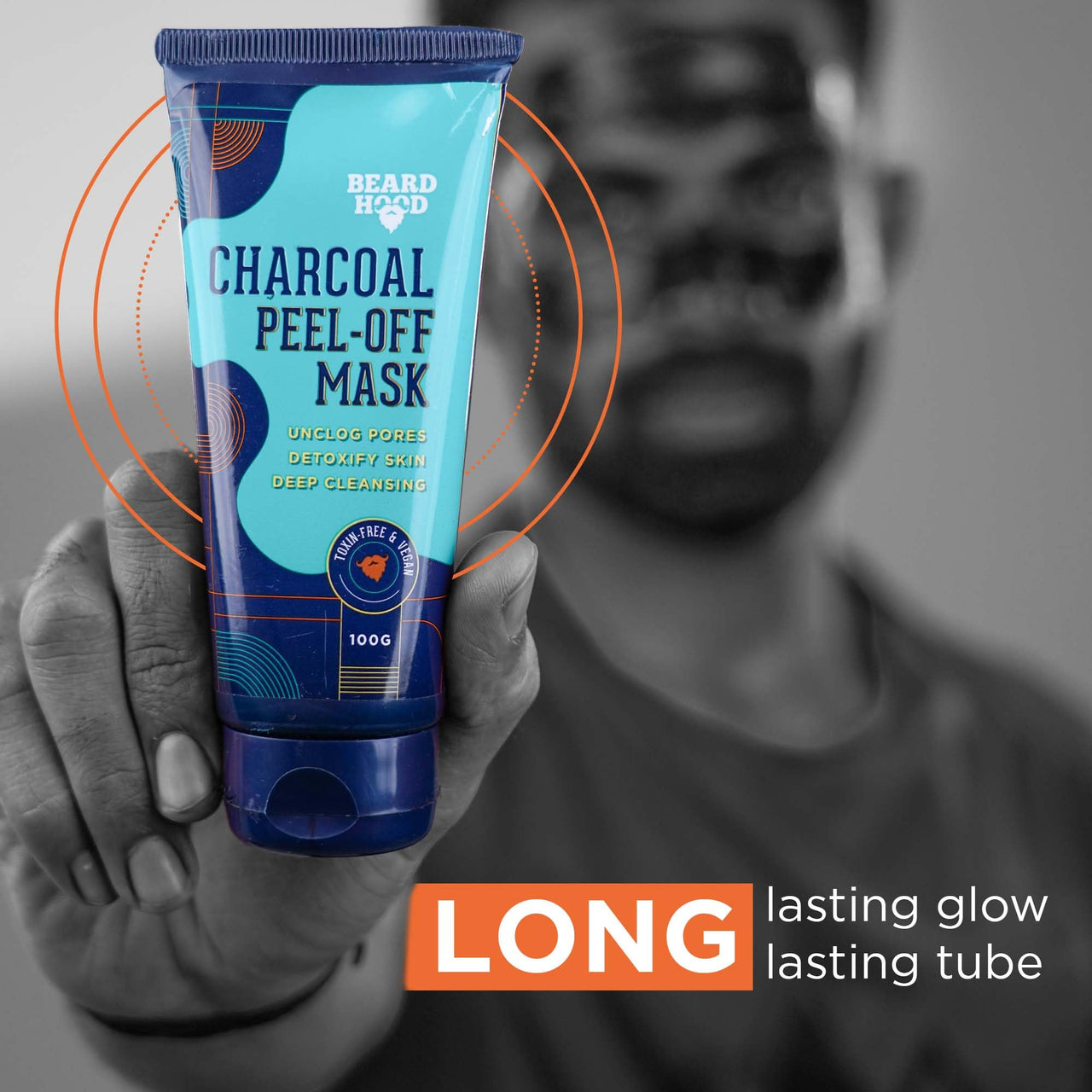 Beardhood Activated Charcoal Peel Off Mask,100g | Deep Cleansing | Blackhead Removal | Dead Skin Removal | Sulphate and Paraben Free