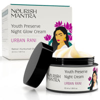 Nourish Mantra Urban Rani Night Cream for women | helps with Anti aging, wrinkle free glowing skin | with Retinol, hyaluronic Acid, kumkumadi oil & Ashwagandha| For All Skin Types - 50ml
