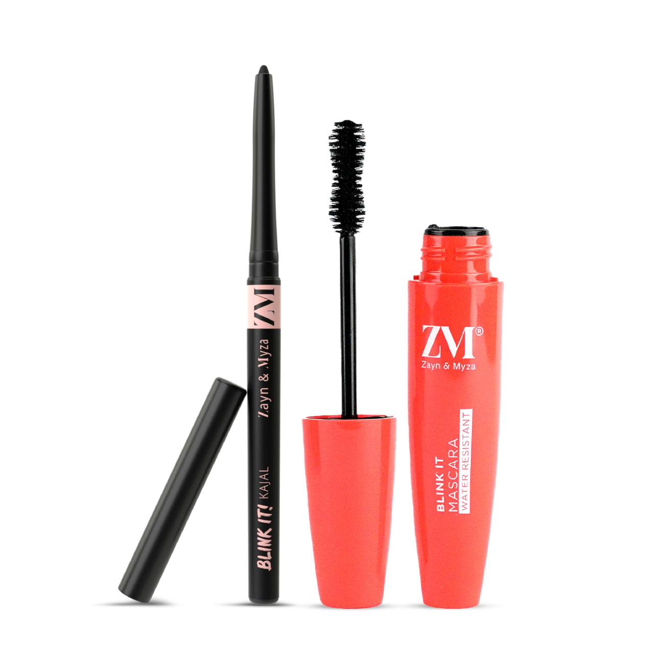 ZM Blink It Black Kajal and Mascara long lasting, Smudge proof, Waterproof - Combo 9ml (Black)