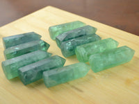 FHNP367 Natural Green Fluorite Stone Point Wands - 2 inch Healing Crystal 6 Faceted Prism Reiki Chakra Meditation Obelisk Tower Gift - Set of 3 Set of 3 Green Fluorite