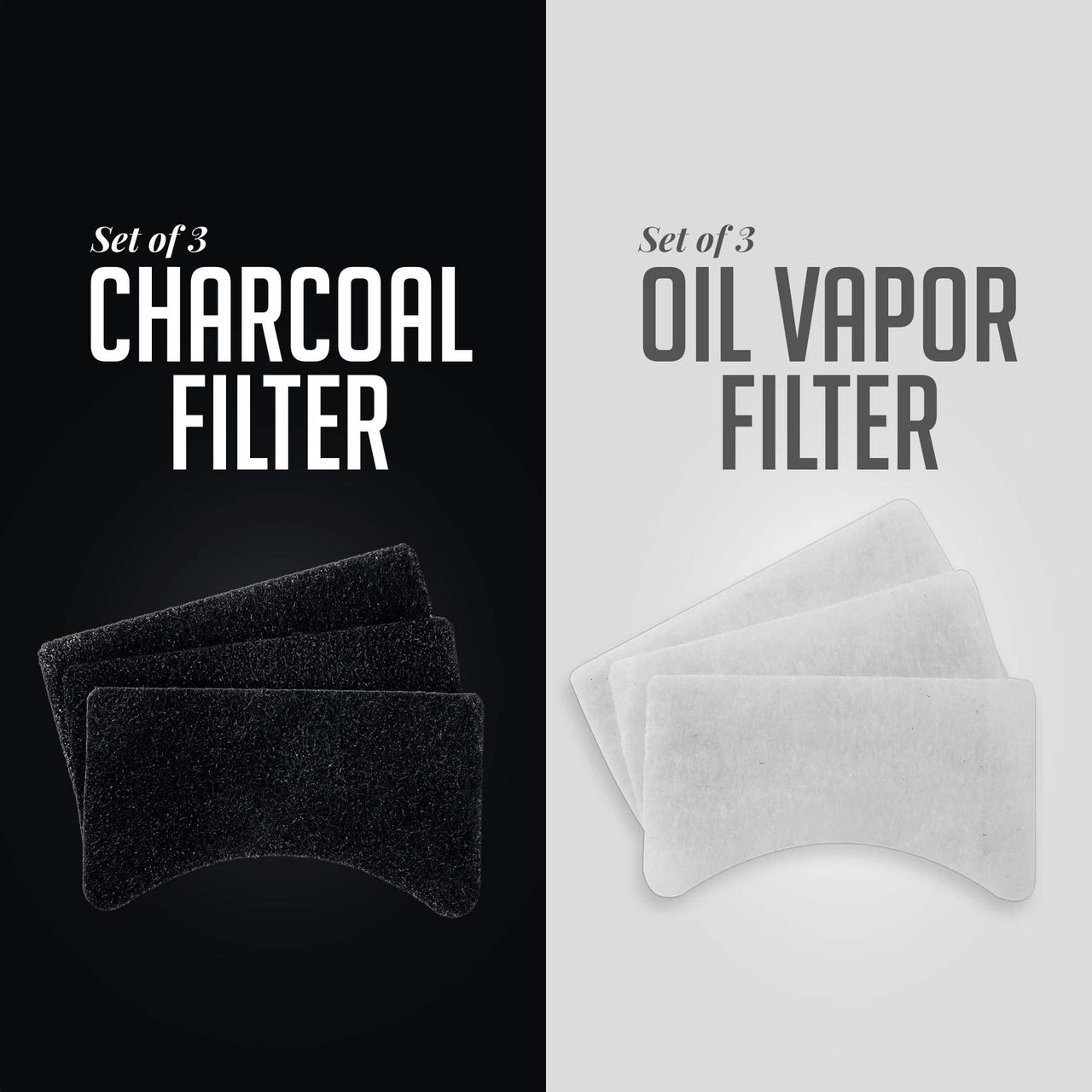 OVENTE 1.5 Liter Electric Deep Fryer FDM1501BR Charcoal and Oil Vapor Replacement Filter Set Pack of 3, White and Black ACPFDM1503, 1.5L